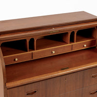 Mid Century Swedish Teak Rolltop Secretary Desk by Egon Ostergaard