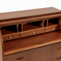 Mid Century Swedish Teak Rolltop Secretary Desk by Egon Ostergaard