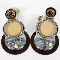 Pair Antique Art Deco Bauhaus Table Lamps with Glass Photo Inserts