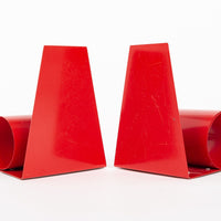 Antique English Art Deco Red Metal Bookends 1940s