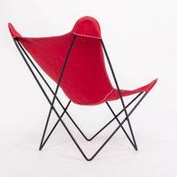 Vintage Mid Century Red Butterfly Canvas and Metal Chair by Knoll, 1970s