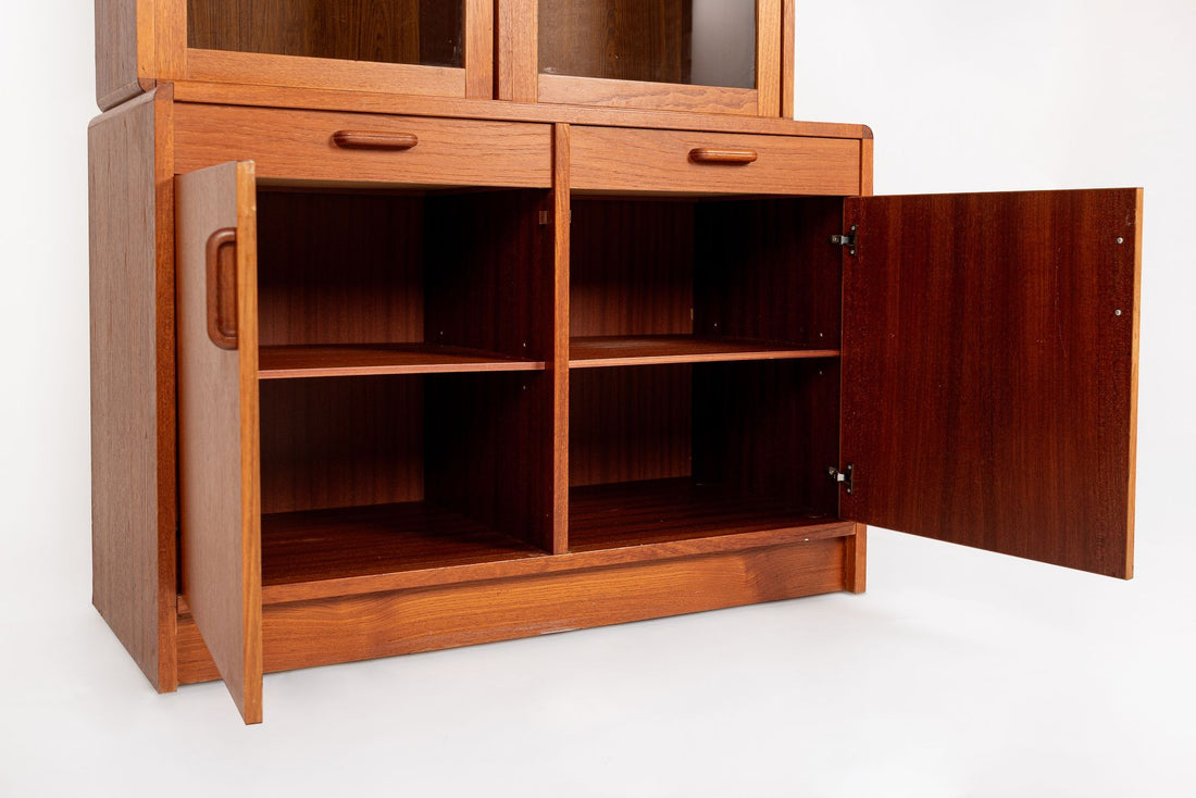 Mid Century Danish Teak Bookcase Wall Unit or China Cabinet
