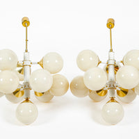 Pair of Mid-Century Modern Sputnik Chandeliers by Szarvasi, Hungary 1970s, 3x Avail