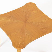 Vintage Art Deco Swedish Square Beech Scalloped Table 1940s