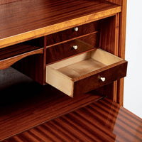 Scandinavian Modern Figured Mahogany Secretary Bookcase Cabinet 1960s