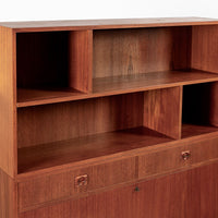 Mid Century Danish Teak Wood Drop-Down Secretary Desk Wall Unit