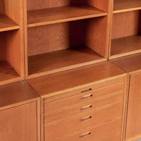 Large Mid Century Danish Teak Wood Bookshelf Wall Unit System