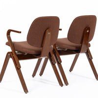 Mid Century Brown Plywood Arm Chairs by Joe Atkinson for Thonet
