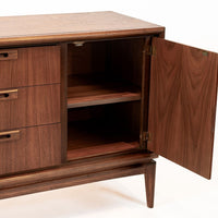 Mid Century Walnut Wood Credenza or Sideboard Cabinet