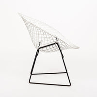 Mid Century White & Black Diamond Wire Chair by Bertoia for Knoll