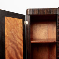 Antique French Art Deco Macassar Ebony Wood Wardrobe Armoire Cabinet, 1940s