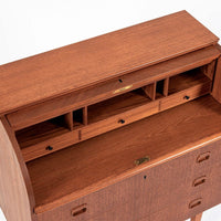 Mid-Century Teak Rolltop Secretary Desk by Egon Ostergaard, Made in Sweden