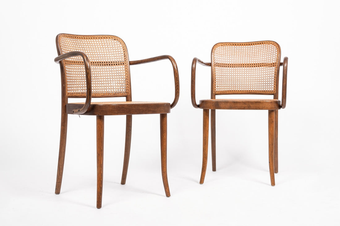 Mid Century Bentwood & Cane Cafe Chairs by Joseph Hoffman for Stendig