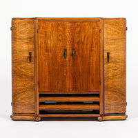 Antique English Art Deco Wood Bar Cabinet Credenza, 1930s