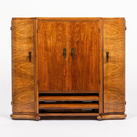 Antique English Art Deco Wood Bar Cabinet Credenza, 1930s