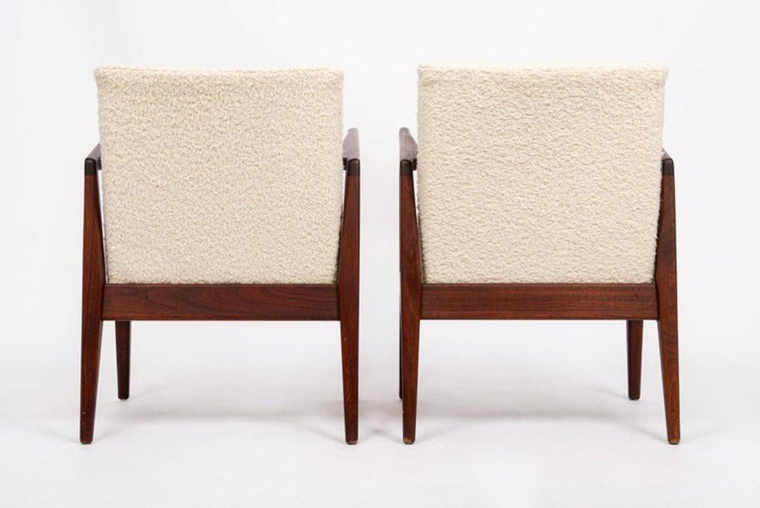 Mid Century Cream Upholstered Lounge Chairs by Jens Risom, 1960s