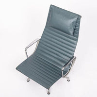 Eames Blue Gray Leather Office Lounge Chair for Herman Miller - 2 Available