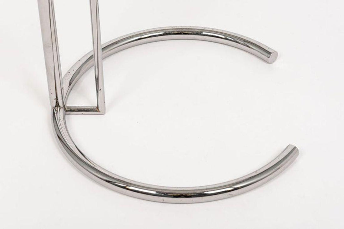 Mid Century Glass & Chrome Round Side Table by Eileen Gray (attr.)