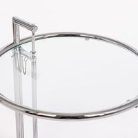 Mid Century Modern Glass & Chrome Round Side Table by Eileen Gray (attr.)