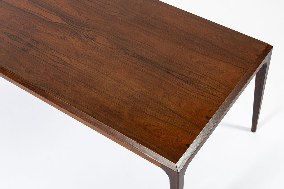 Vintage Danish Modern Long Rosewood Coffee Table by Johannes Andersen 1960s