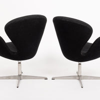 Mid Century Danish Black Swan Chairs by Arne Jacobsen for Fritz Hansen