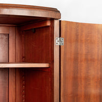 Antique Art Deco Burl Wood Mirrored Armoire Cabinet, 1930s