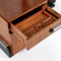 Antique Art Deco Wood Vanity Mirror & Stool by Donald Deskey for Widdicomb 1930s