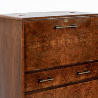 Antique French Art Deco Elm Wood Bar Cabinet 1930s