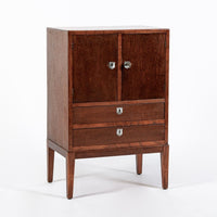 Antique Art Deco Scandinavian Small Oak Wood Side Cabinet or Nightstand 1950s