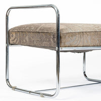 Antique Hoffmann Bauhaus Daybed Bench for Howell, Art Deco Chrome Tubular Steel Bench, 1940s