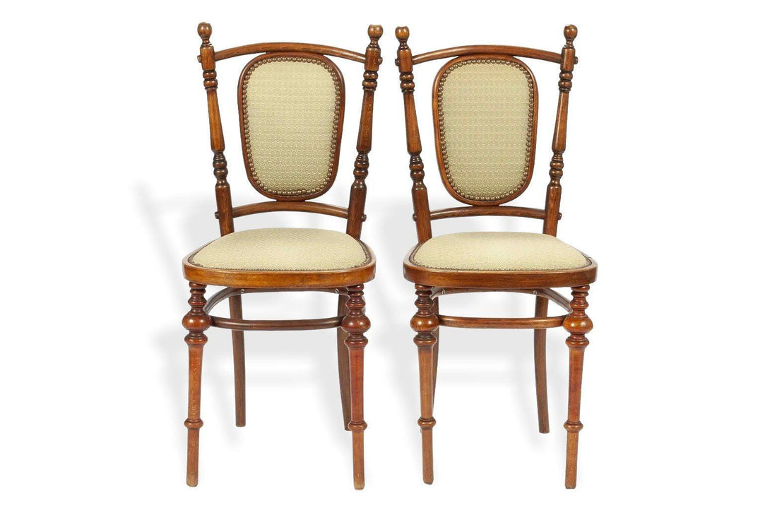 Antique Art Nouveau Bentwood Loveseat Bench and Side Chairs Salon Suite, 1900s