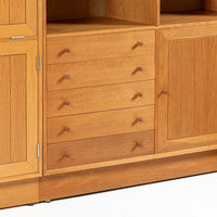 Danish Modern Oak Modular Wall Unit, Mid Century Bookcase Display Cabinet