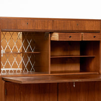 Mid-Century Danish Modern Teak Secretary Desk Cabinet 1960s