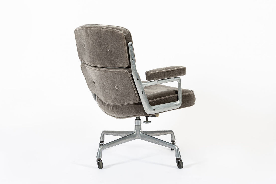 Vintage Eames Time Life Gray Velvet Office Chair Herman Miller 1978