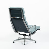 Eames Soft Pad Recliner for Herman Miller, Blue Gray Aluminum Group Lounge Chair