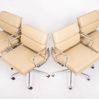 Eames Herman Miller Tan Leather Desk Chairs 2000s Set of 4