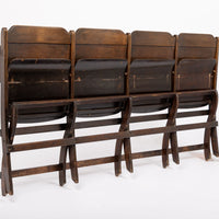 Antique Wood Theater Chairs Four-Seat Folding, GM Building, Detroit