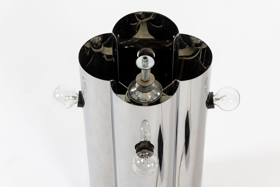 Extra Large Mid Century Italian White & Chrome Table Lamp by iGuzzini