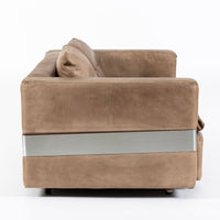 Mid Century German Distressed Brown Leather Sofa in the Style of Robert Haussmann