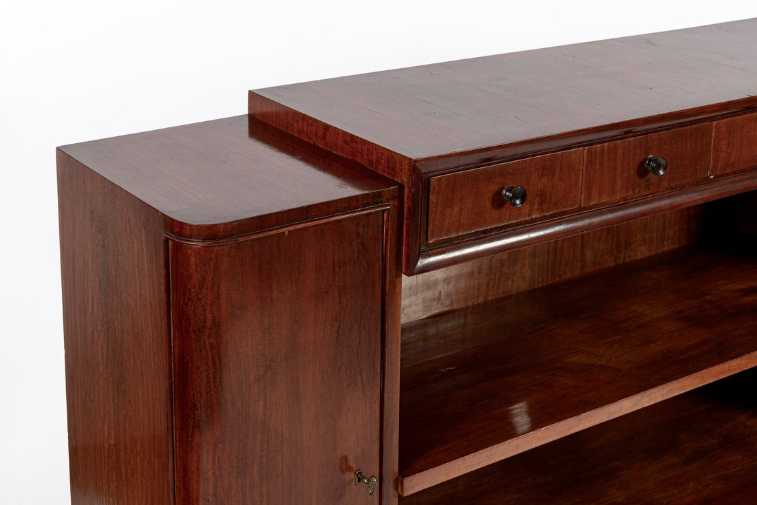 Antique Italian Art Deco Wood Sideboard Credenza or Bar Cabinet 1940s