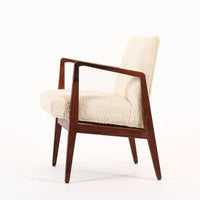Vintage Mid Century Wood & Cream Upholstered Lounge Chair by Jens Risom