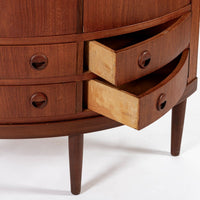 Mid Century Danish Modern Teak Corner Cabinet with Pivoting Drawers