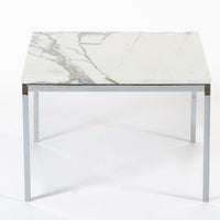 Mid Century Square White Marble Side or Coffee Table by Florence Knoll