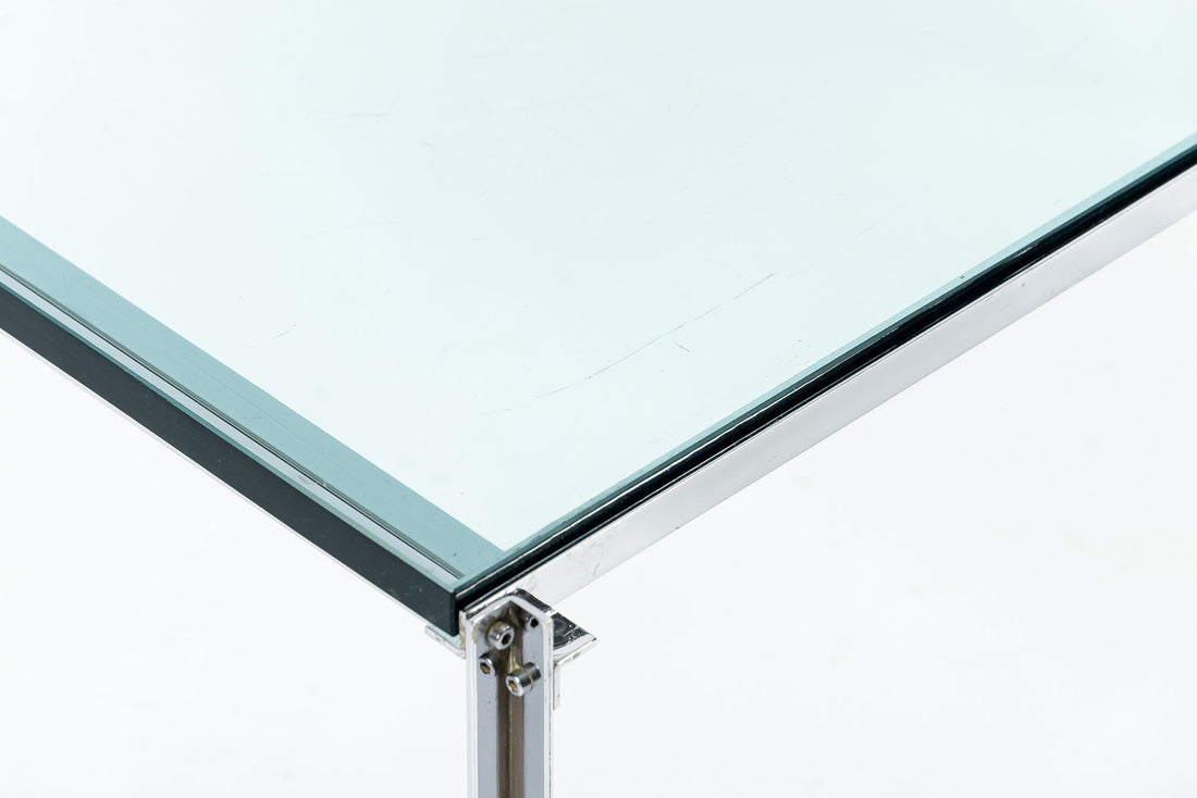 Mid Century Glass & Chrome Coffee Table by Katavalos for Laverne Originals