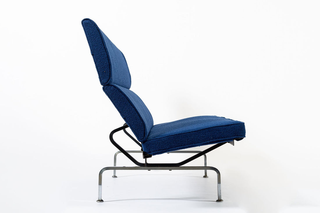 Mid Century Blue Sofa Compact by Eames for Herman Miller 1970s