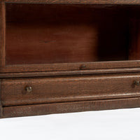 Antique Three Shelf Wood Barrister Bookcase Cabinet with Leaded Glass