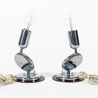 Pair Antique Art Deco Bauhaus Table Lamps with Glass Photo Inserts