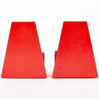 Antique English Art Deco Red Metal Bookends 1940s
