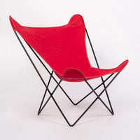Vintage Mid Century Red Butterfly Canvas and Metal Chair by Knoll, 1970s