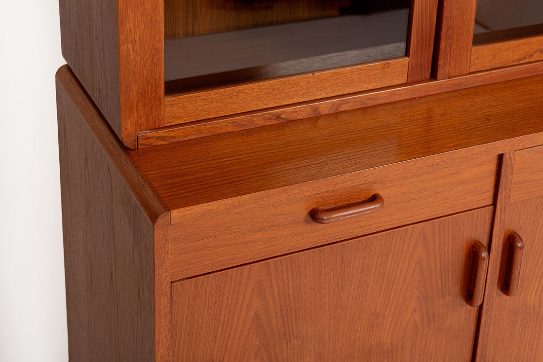 Mid Century Danish Teak Bookcase Wall Unit or China Cabinet